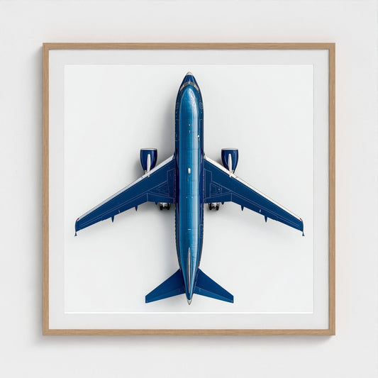 Modern Airplane Photography Print — Minimalist Jet Blue Aircraft Giclée on Archival Paper