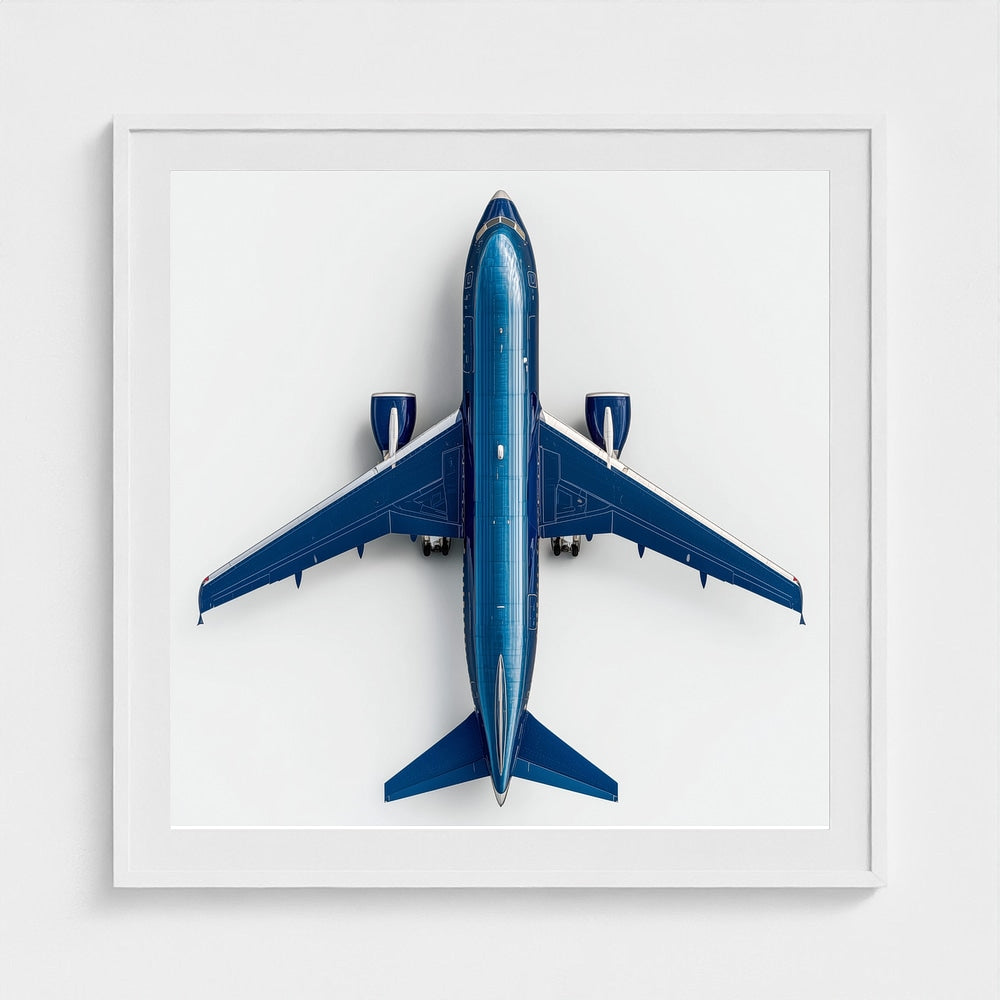 Modern Airplane Photography Print — Minimalist Jet Blue Aircraft Giclée on Archival Paper