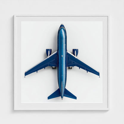 Modern Airplane Photography Print — Minimalist Jet Blue Aircraft Giclée on Archival Paper