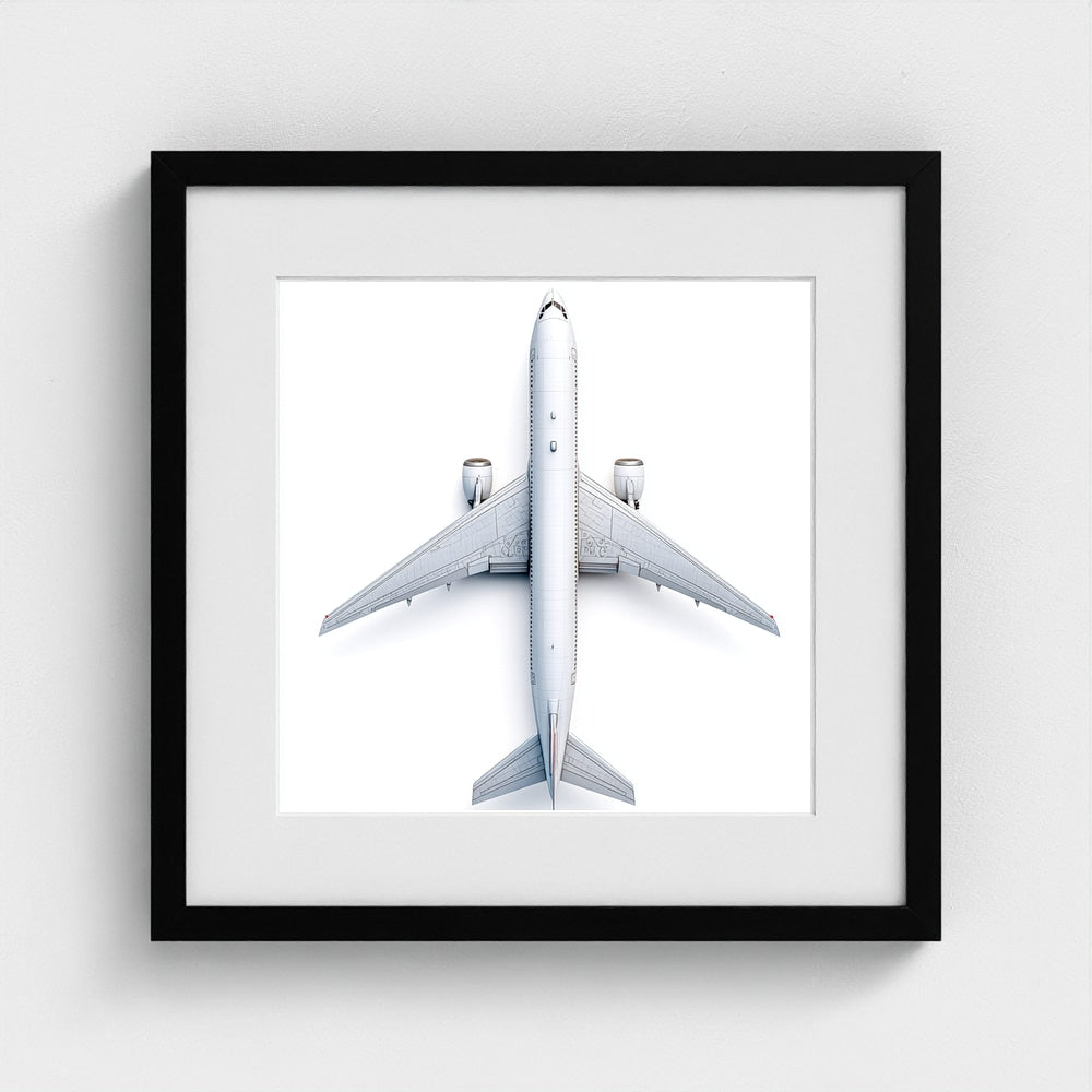 Top-Down Airplane Photograph Print — Minimalist Modern Aviation Wall Art