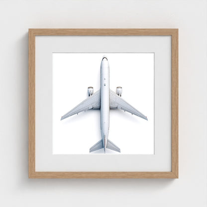 Top-Down Airplane Photograph Print — Minimalist Modern Aviation Wall Art