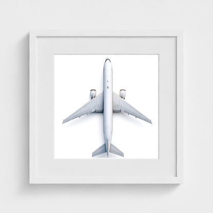 Top-Down Airplane Photograph Print — Minimalist Modern Aviation Wall Art