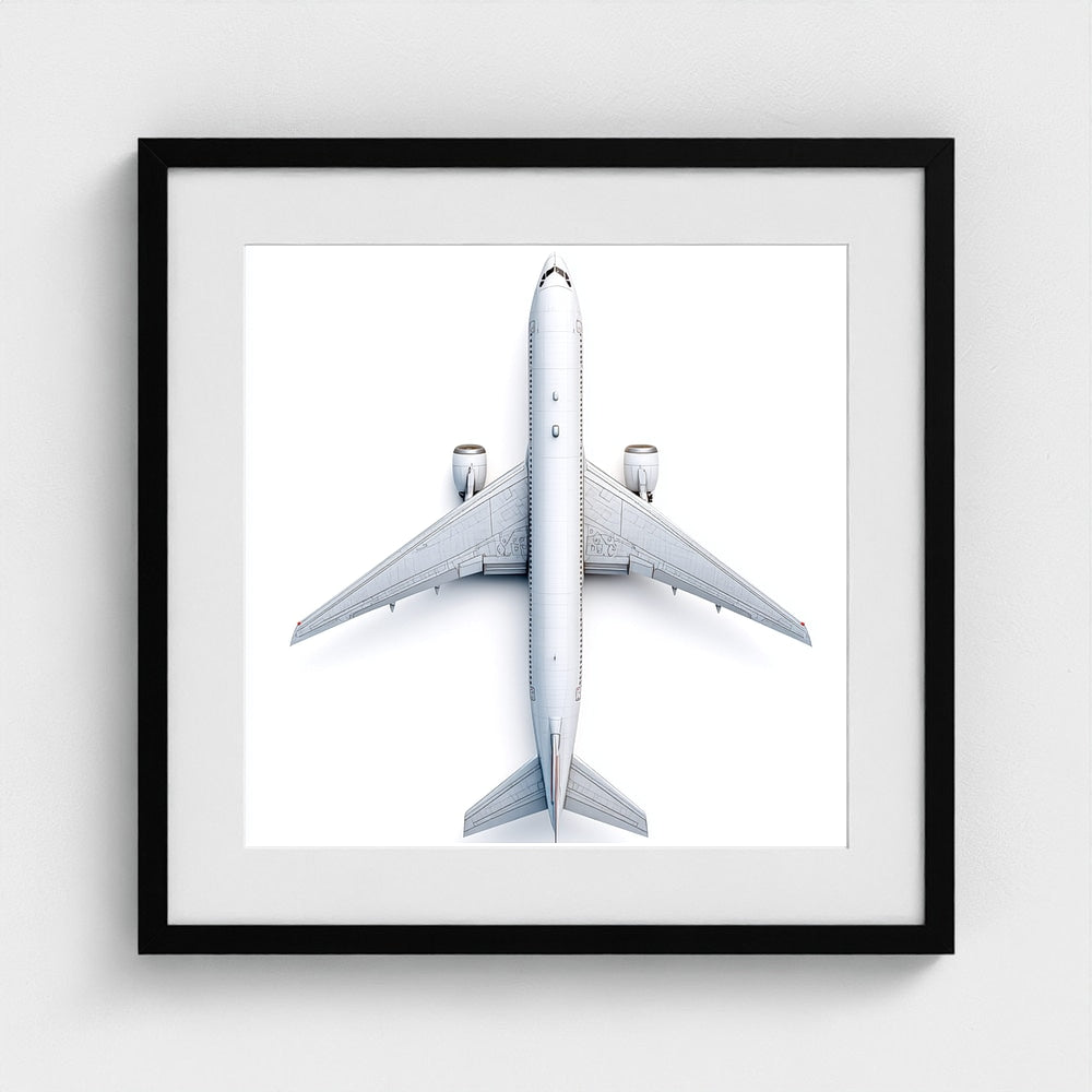 Top-Down Airplane Photograph Print — Minimalist Modern Aviation Wall Art