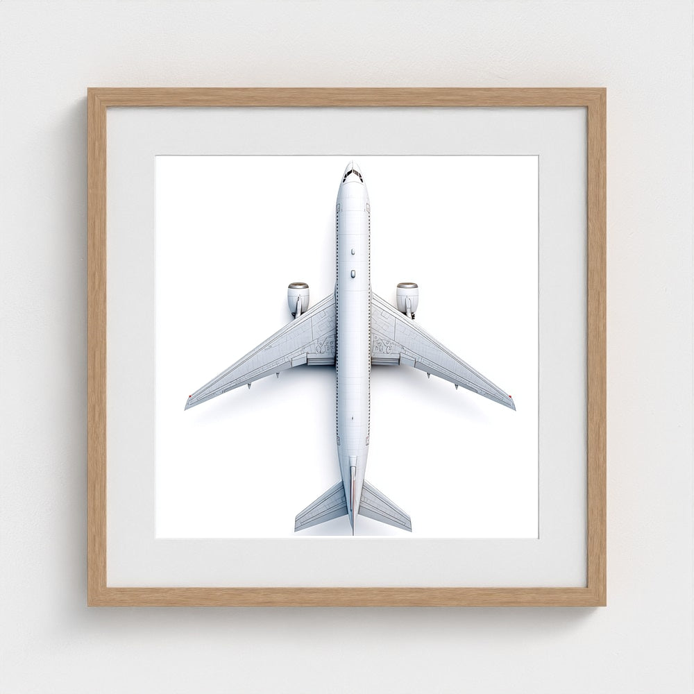 Top-Down Airplane Photograph Print — Minimalist Modern Aviation Wall Art