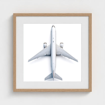 Top-Down Airplane Photograph Print — Minimalist Modern Aviation Wall Art