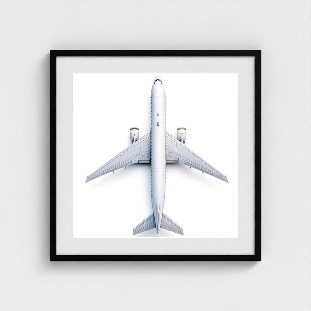 Top-Down Airplane Photograph Print — Minimalist Modern Aviation Wall Art