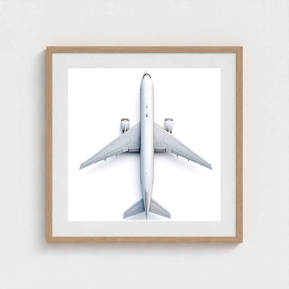Top-Down Airplane Photograph Print — Minimalist Modern Aviation Wall Art