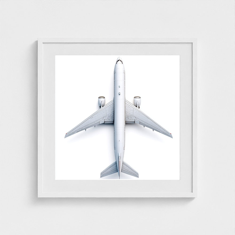 Top-Down Airplane Photograph Print — Minimalist Modern Aviation Wall Art