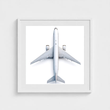 Top-Down Airplane Photograph Print — Minimalist Modern Aviation Wall Art