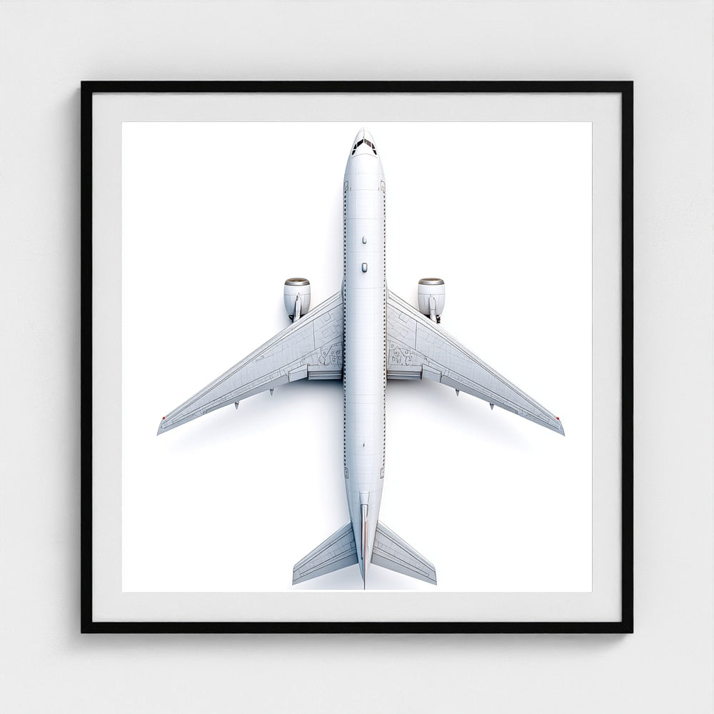 Top-Down Airplane Photograph Print — Minimalist Modern Aviation Wall Art