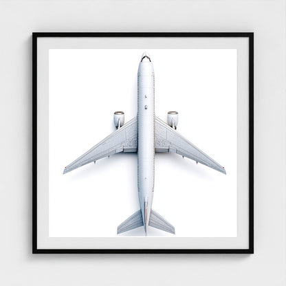 Top-Down Airplane Photograph Print — Minimalist Modern Aviation Wall Art