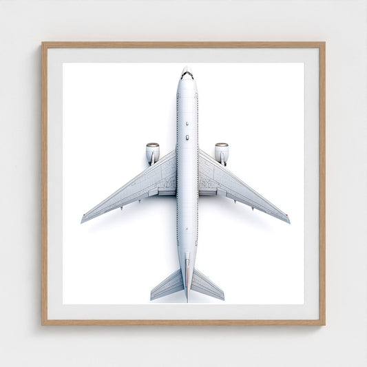 Top-Down Airplane Photograph Print — Minimalist Modern Aviation Wall Art