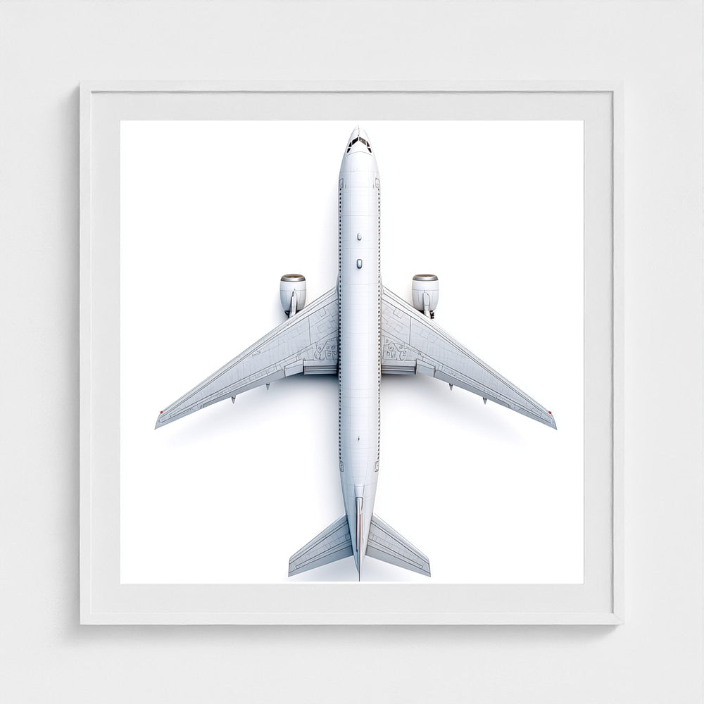 Top-Down Airplane Photograph Print — Minimalist Modern Aviation Wall Art