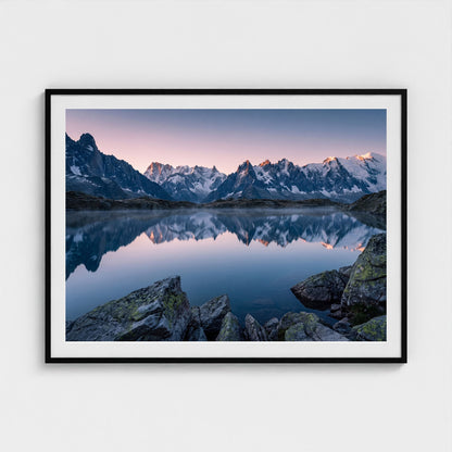 alpine-lake-dolomites 48x36 black frame