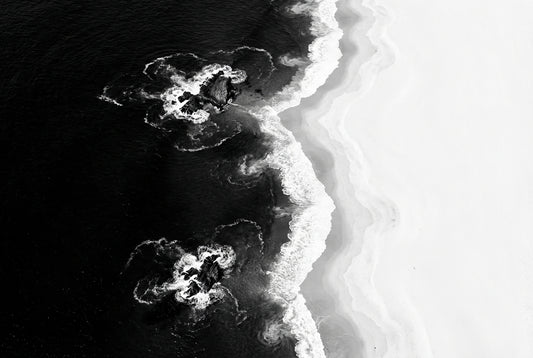 Black Sand Shoreline Wall Art — Coastal Photography Print