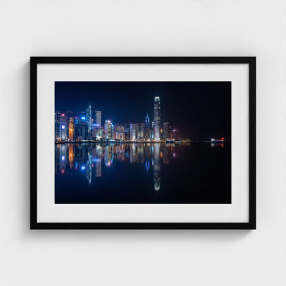 hongkong-harbour-night 24x18 black frame