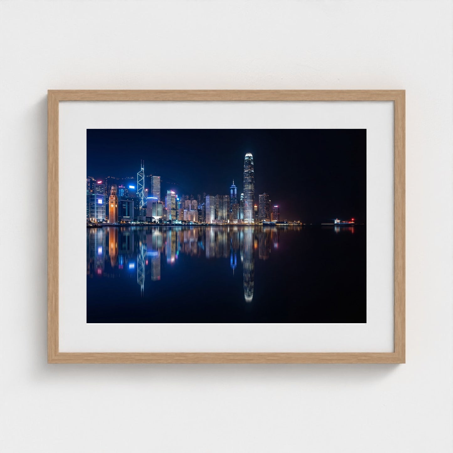 hongkong-harbour-night 24x18 natural frame