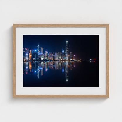 hongkong-harbour-night 24x18 natural frame