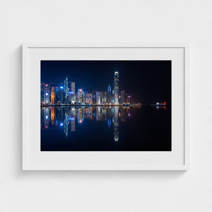 hongkong-harbour-night 24x18 white frame