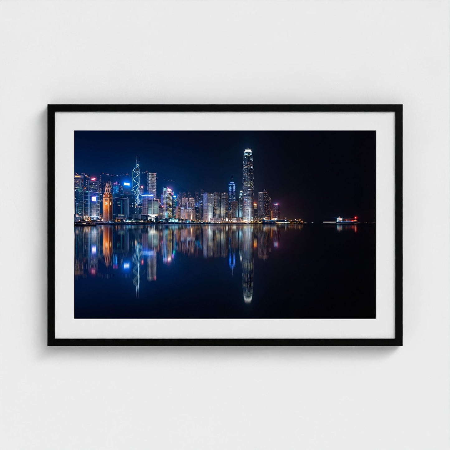 hongkong-harbour-night 36x24 black frame