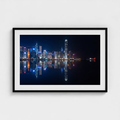 hongkong-harbour-night 36x24 black frame