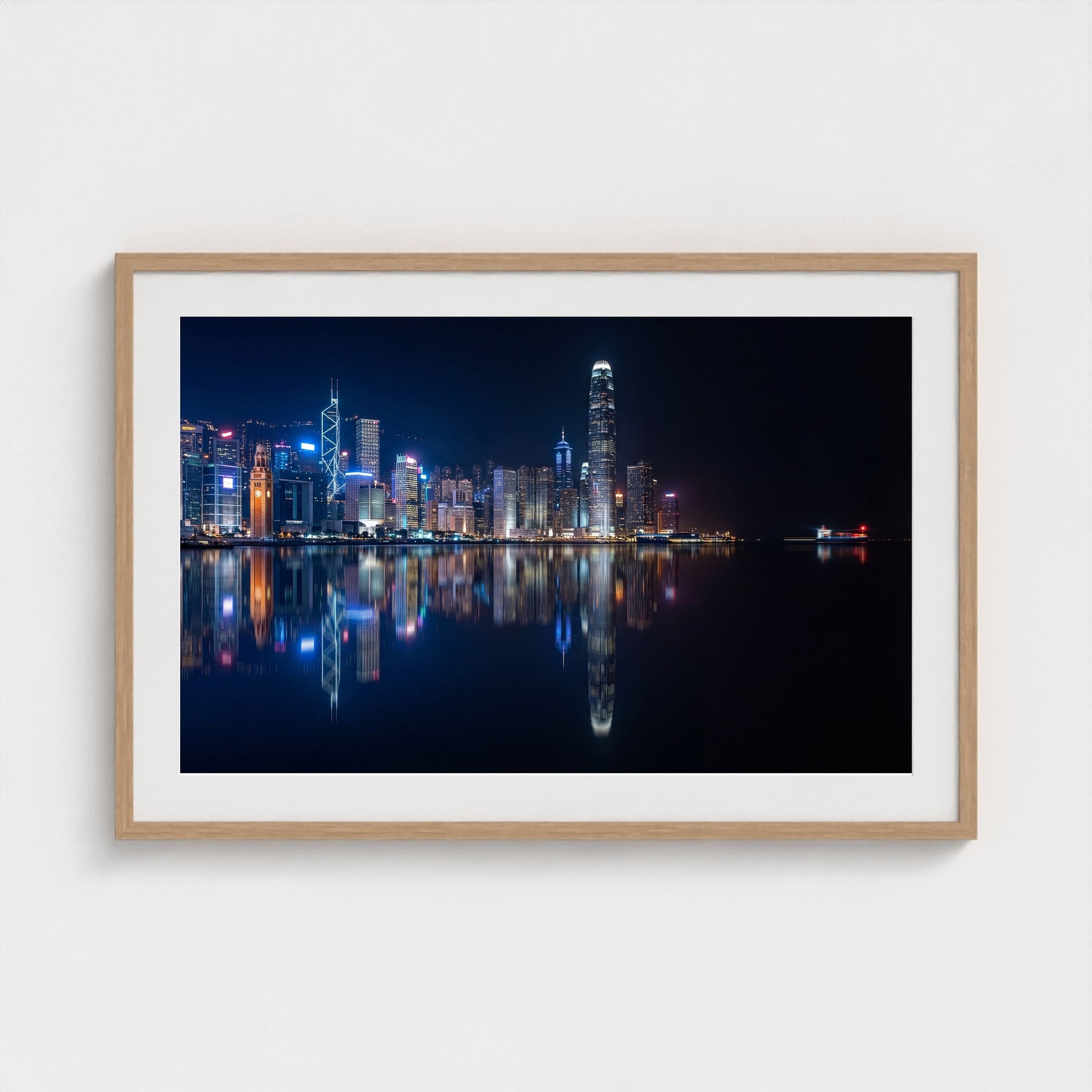 hongkong-harbour-night 36x24 natural frame