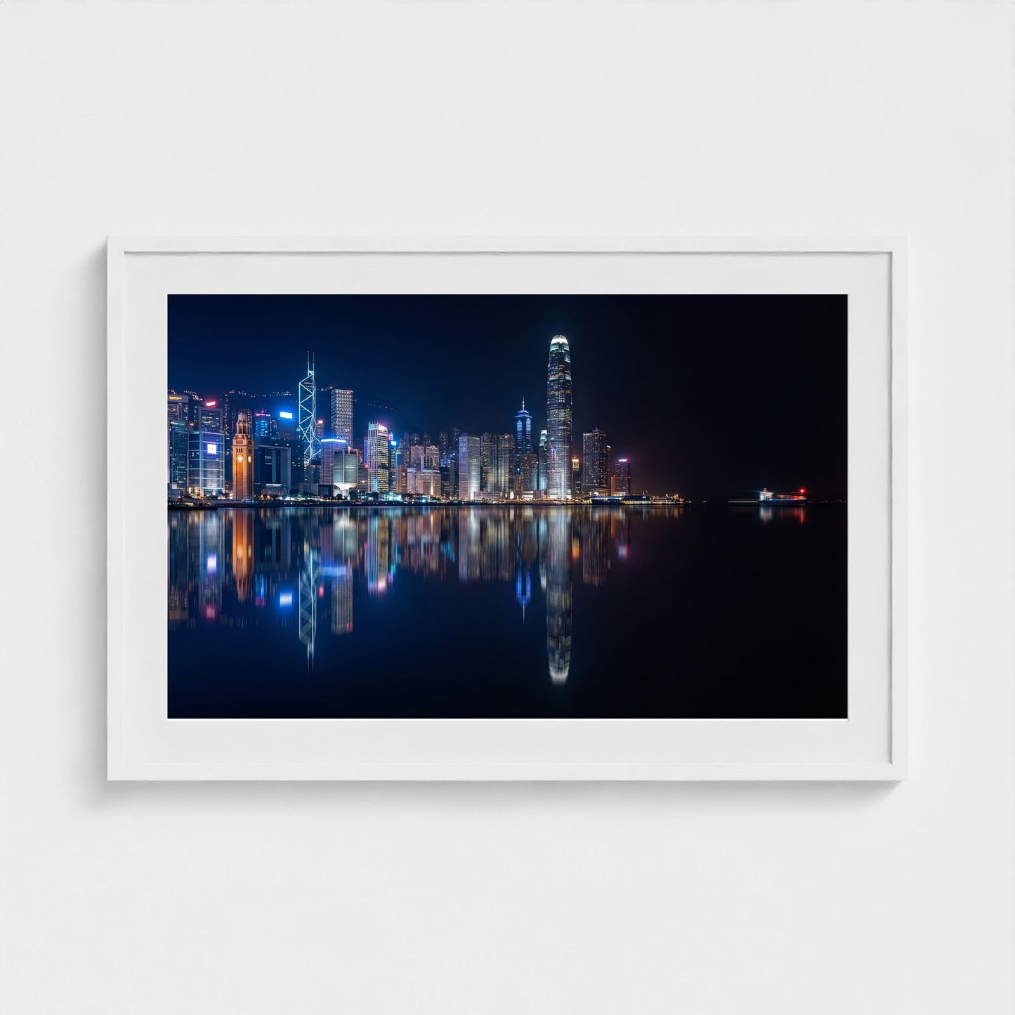 hongkong-harbour-night 36x24 white frame