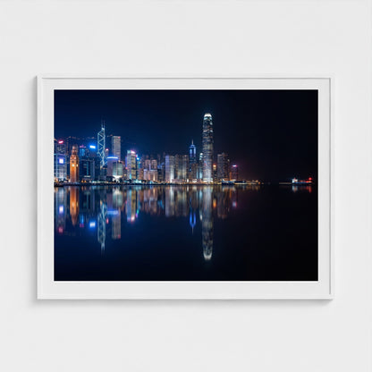hongkong-harbour-night 48x36 white frame