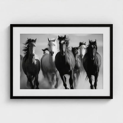 Wild Horses Photography Print: Black and White Western Wall Art, Giclée