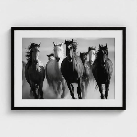 Wild Horses Photography Print: Black and White Western Wall Art, Giclée
