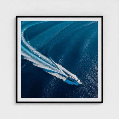 Yacht Wake Aerial Print: Coastal Nautical Wall Art, Museum Grade