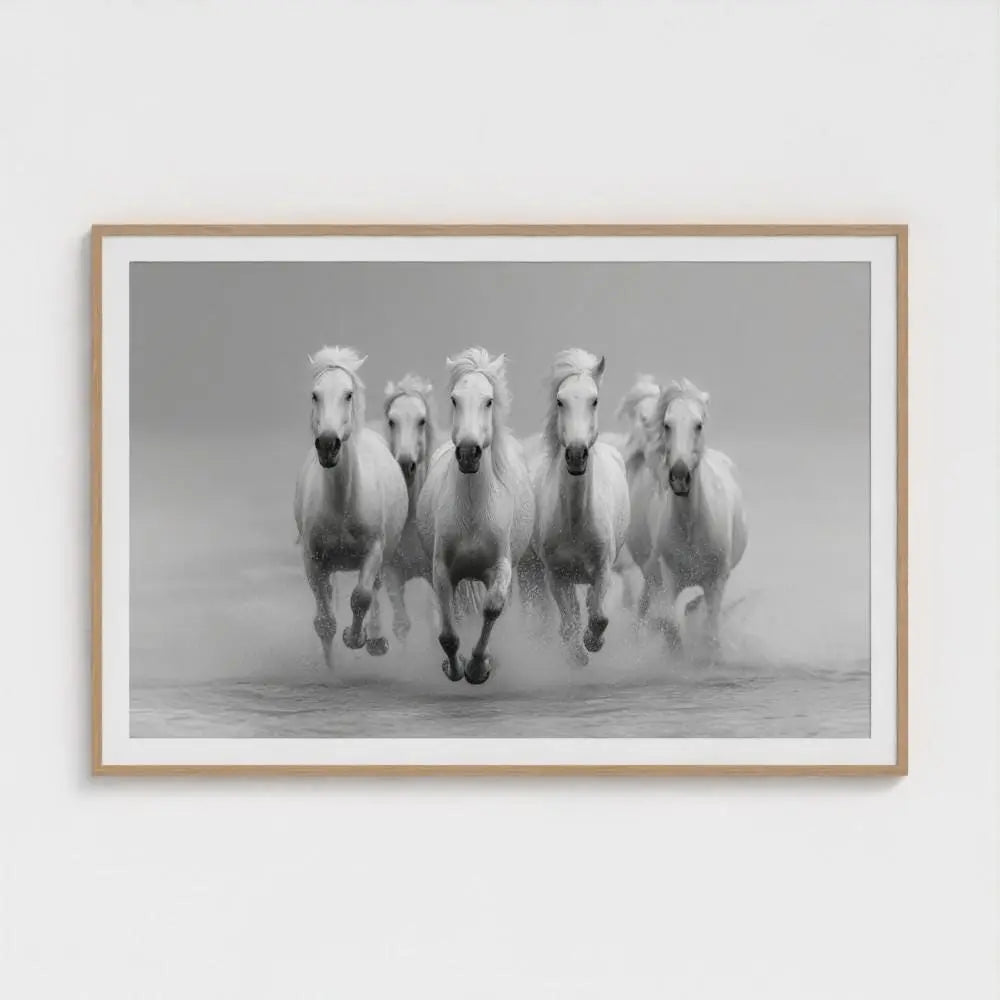 Wild Horses Wall Art Print – Galloping Horses Surf Photography, Western Coastal Decor