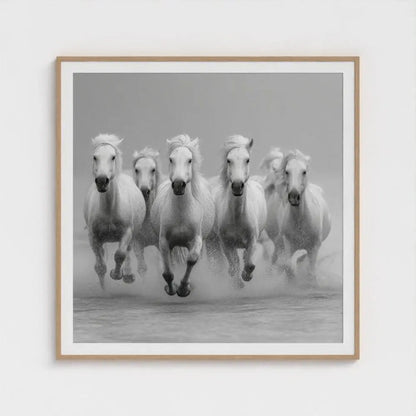 Wild Horses Wall Art Print – Galloping Horses Surf Photography, Western Coastal Decor