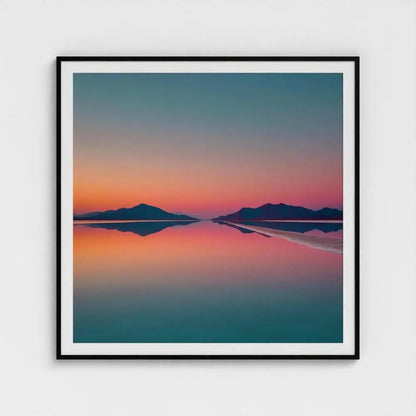Salt Flat Sunset Wall Art Print – Pastel Reflection Landscape Photography, Minimal Decor