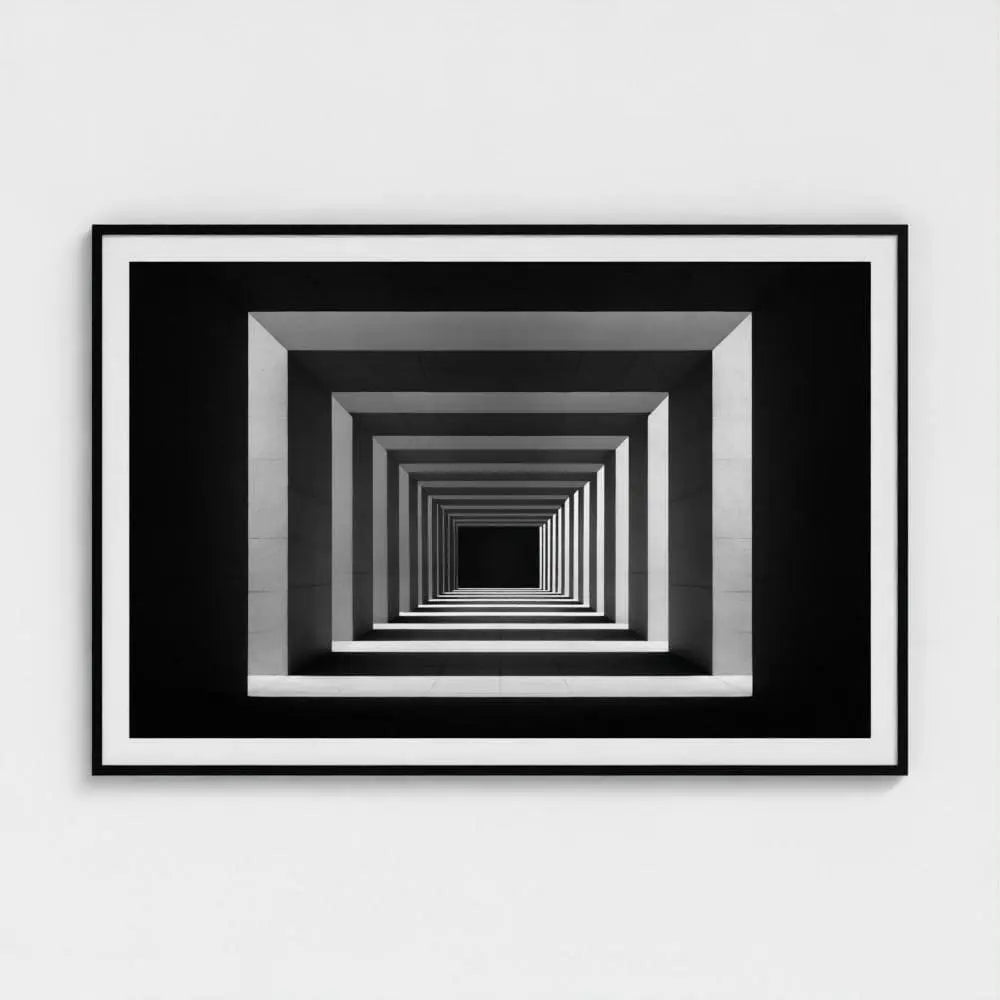Brutalist Tunnel Wall Art Print – Symmetric Concrete Geometry Photography