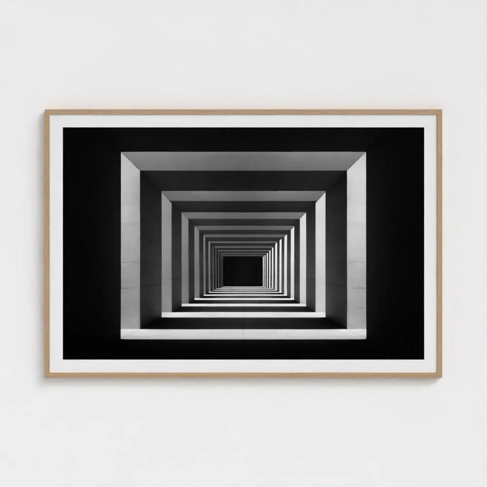 Brutalist Tunnel Wall Art Print – Symmetric Concrete Geometry Photography