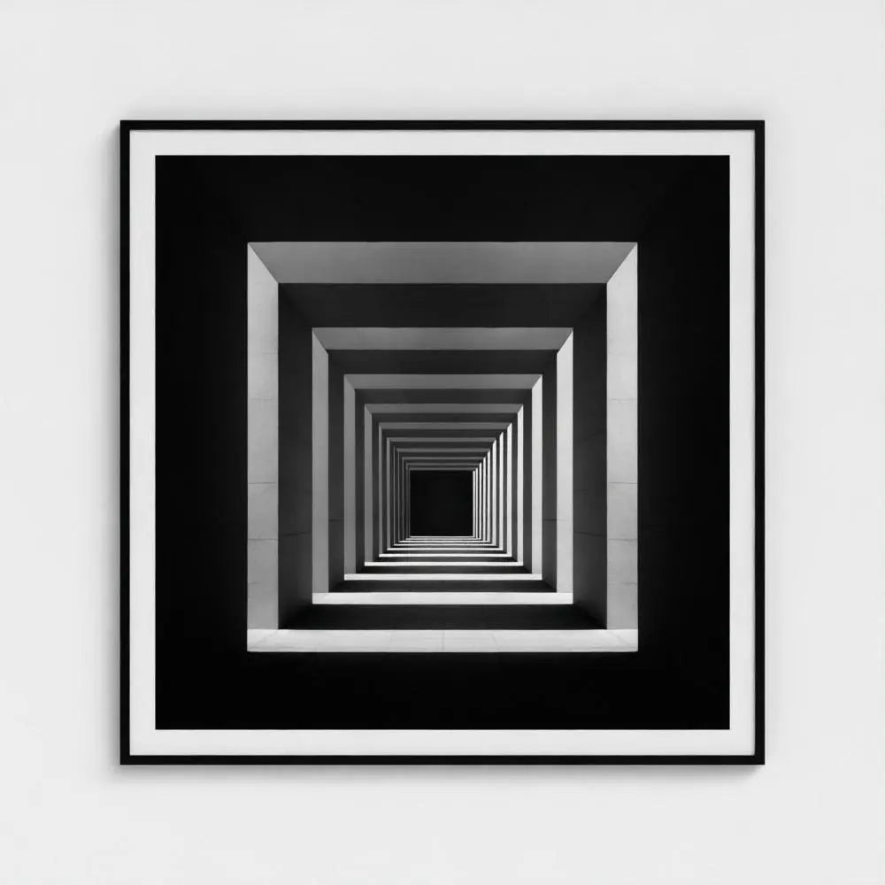 Brutalist Tunnel Wall Art Print – Symmetric Concrete Geometry Photography