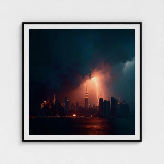 Empire State Lightning Print: Manhattan Skyline Wall Art, Giclée