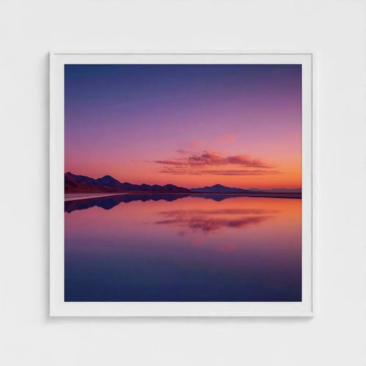 Pastel Salt Flat Wall Art Print – Horizon Reflection Photography, Minimal Landscape Decor