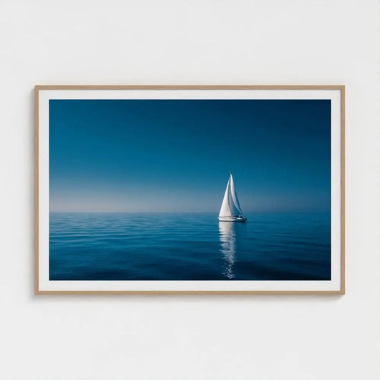 Quiet Passage — Sailboat Wall Art Print, Minimal Ocean Photography, Nautical Coastal Decor