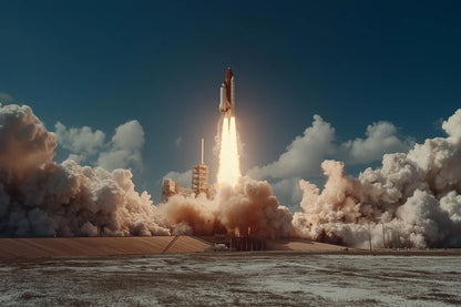 Rocket Launch Wall Art Print – Space Shuttle Liftoff Photography, Modern Space Deco