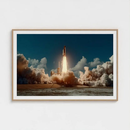 Rocket Launch Wall Art Print – Space Shuttle Liftoff Photography, Modern Space Deco