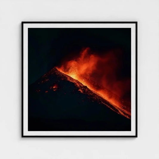Volcano Eruption Wall Art Print – Fiery Lava Photography, Dramatic Nature Decor