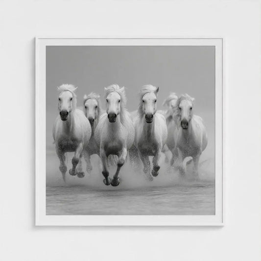 Wild Horses Wall Art Print – Galloping Horses Surf Photography, Western Coastal Decor