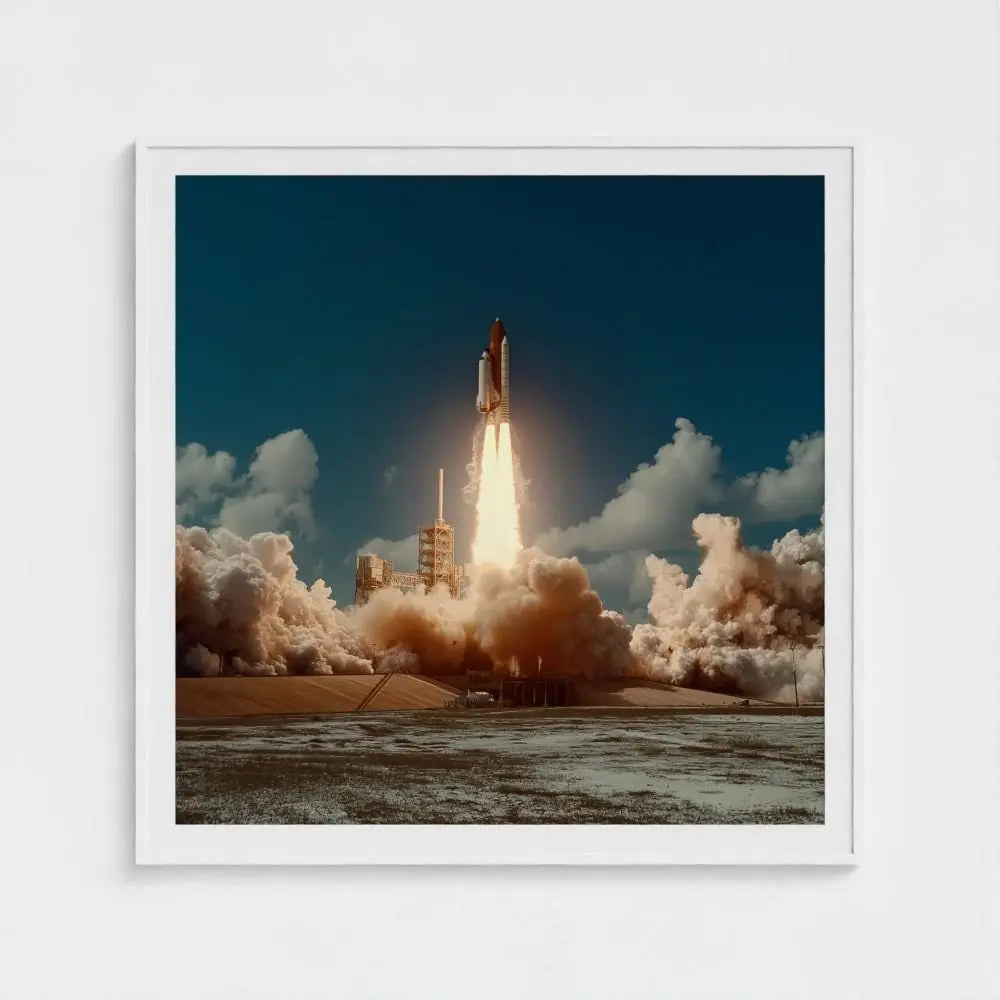 Rocket Launch Wall Art Print – Space Shuttle Liftoff Photography, Modern Space Deco