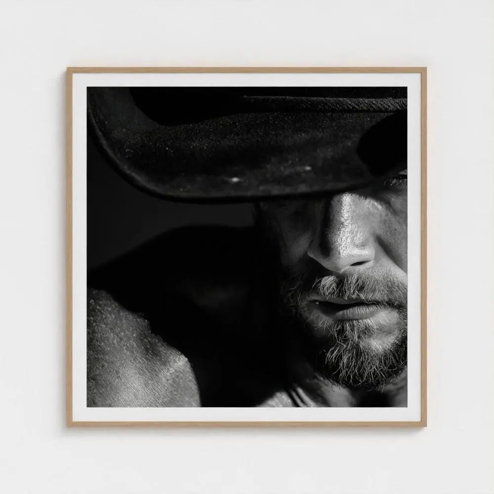 Black and White Cowboy Portrait Photography Print | Rustic Western Wall Art, Masculine Fine Art Decor, Ranch Style Home Artwork
