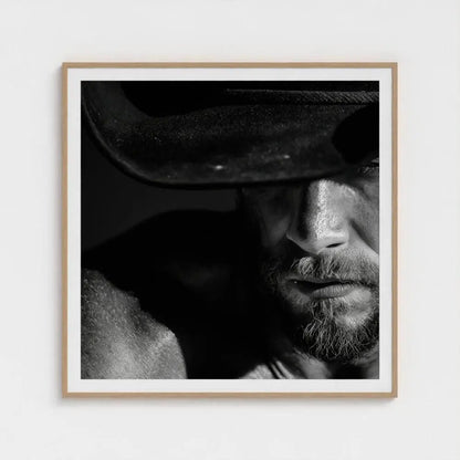 Black and White Cowboy Portrait Photography Print | Rustic Western Wall Art, Masculine Fine Art Decor, Ranch Style Home Artwork
