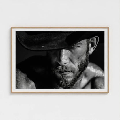 Black and White Cowboy Portrait Photography Print | Rustic Western Wall Art, Masculine Fine Art Decor, Ranch Style Home Artwork