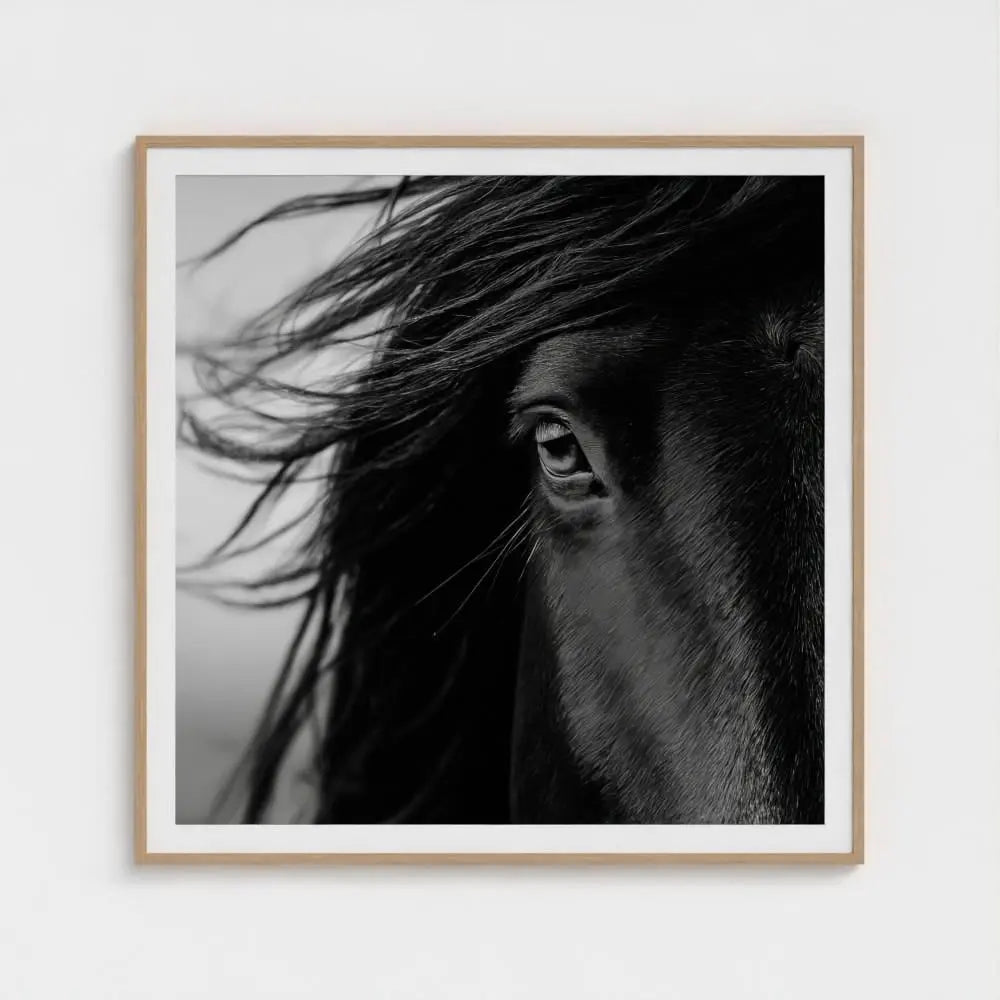 Black and White Horse Photography Print, Minimalist Equine Wall Art, Rustic Ranch Home Decor, Fine Art Animal Portrait Artwork