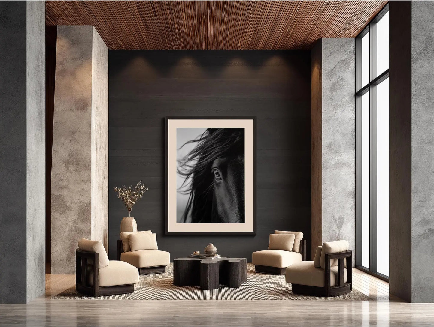 Black and White Horse Photography Print, Minimalist Equine Wall Art, Rustic Ranch Home Decor, Fine Art Animal Portrait Artwork